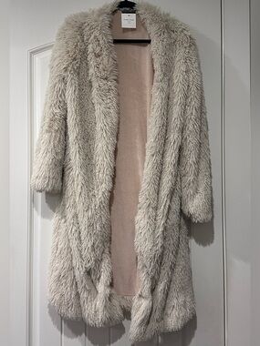 Angie Plush Teddy Coat in Cream